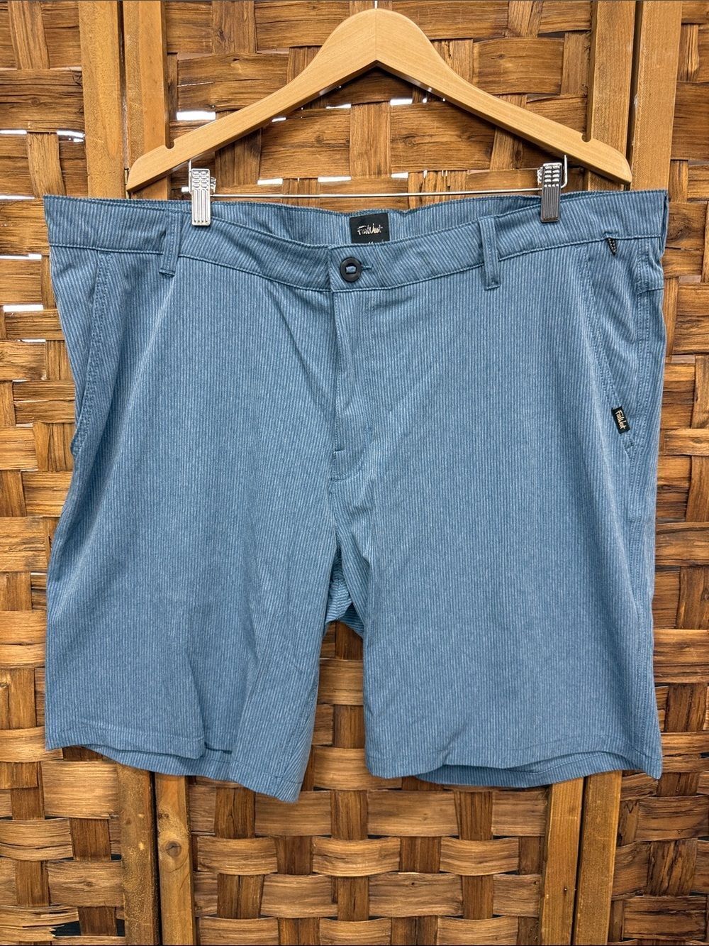 Men's Flat-Front Light Blue Pinstripe Shorts